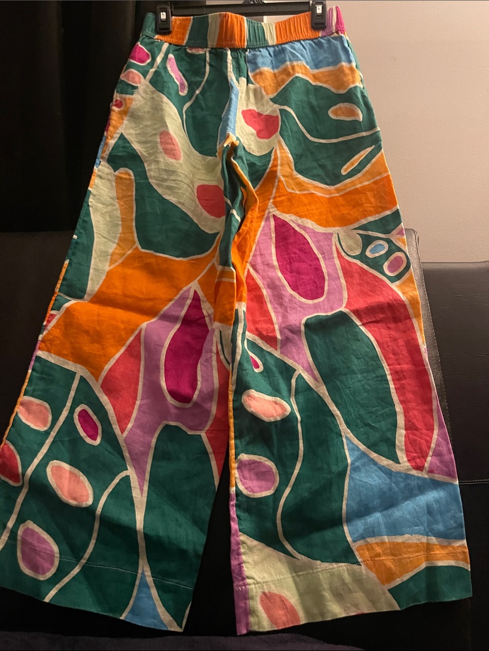 Christian Soriano AbstrctPrint Wide-Leg Pants 100% Linen Elastic waist Sz S NWOT - Picture 10 of 15